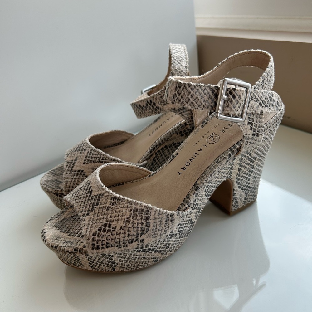 Chinese Laundry Snake Print Platform Heels